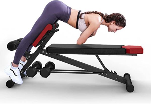 FINER FORM Multi-Functional Adjustable Weight Bench for Total Body Workout – Hyper Back Extension, Roman Chair, Adjustable Ab Sit up Bench, Decline Bench, Flat Bench. Great Ab Workout Equipment