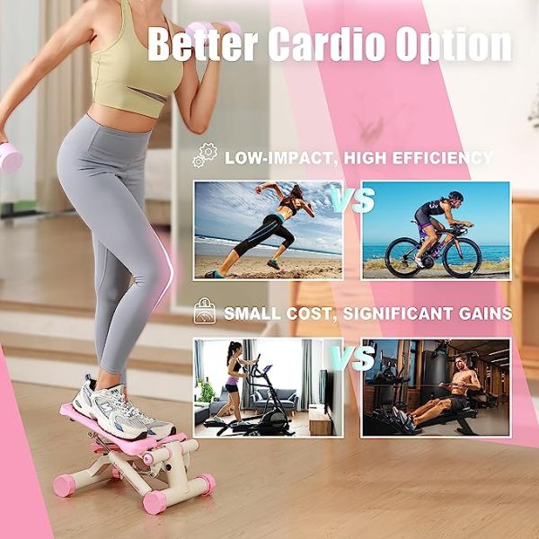 FLYBIRD Stepper for Exercise, Stair Stepper with Resistance Bands, Portable Mini Stepper with 330LB Loading Capacity, Adjustable Stride Height for Low-Impact Cardio Suitable for Full Body Workout